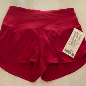 Red lululemon speed up shorts